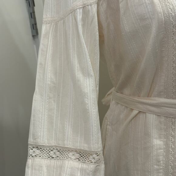 Allison New York Cream Embroidered Lace Cottage Peasant Prairie Boho Mini Dress - Picture 8 of 14